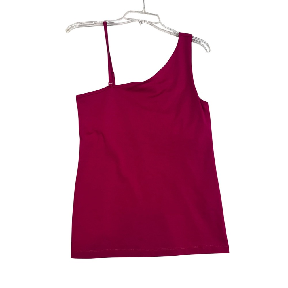 Banana Republic Womens One Shoulder Asymmetrical Tank Top Magenta Pink Small